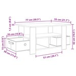 vidaXL Table basse Chêne noir 77 x 55 x 42 cm Bois d'ingénierie