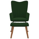 vidaXL Chaise à bascule avec repose-pied Vert foncé Velours