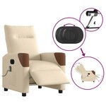 vidaXL Fauteuil inclinable de massage électrique crème tissu