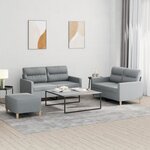 vidaXL Ensemble de canapés 3 Pièces avec coussins Gris clair Tissu