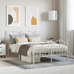 vidaXL Cadre de lit métal sans matelas et pied de lit blanc 120x190 cm