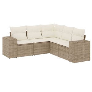 vidaXL Salon de jardin avec coussins 5 Pièces beige résine tressée