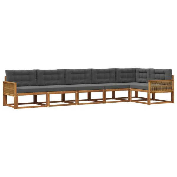 vidaXL Ensemble de canapés d'extérieur 6 pc Naturel et Anthracite