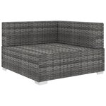 vidaXL Chaise d'angle 1 pc et coussins Résine tressée Gris