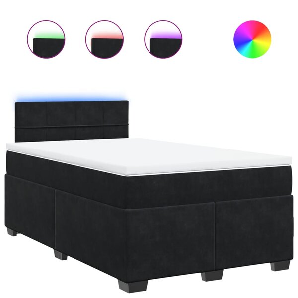 vidaXL Sommier à lattes de lit avec matelas noir 120x190 cm velours