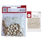 Kit perles et ficelles pour suspension en Macramé + Ficelle dorée & blanche 15 m