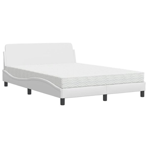 vidaXL Lit avec matelas blanc 140x200 cm similicuir