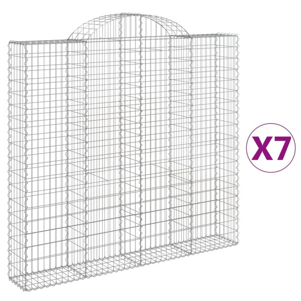 vidaXL Paniers à gabions arqués 7 Pièces 200x30x180/200 cm Fer galvanisé