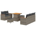 vidaXL Ensemble de canapé de jardin 8 pièces avec des coussins gris en résine tressée et acacia.