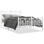 vidaXL Cadre de lit métal sans matelas et pied de lit blanc 120x190 cm