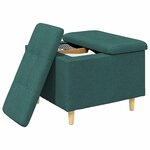 vidaXL Pouf de rangement avec coussin Vert foncé 60 x 60 x 45 cm tissu