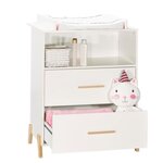 Commode blanche 2 portes et 1 niche