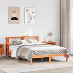 vidaXL Cadre de lit et tête de lit sans matelas cire marron 120x200 cm