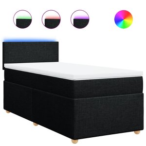 vidaXL Sommier à lattes de lit avec matelas Noir 100x200 cm Tissu