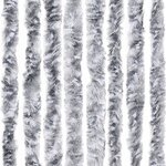 vidaXL Rideau anti-mouches blanc et gris 100x200 cm chenille