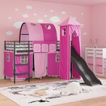 vidaXL Lit mezzanine pour enfants Noir et rose 74 5 x 190 cm Métал