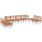 vidaXL Salon de jardin 8 Pièces Marron miel Bois de pin massif