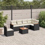 vidaXL Salon de jardin 7 Pièces avec coussins noir résine tressée