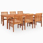 vidaXL Ensemble à manger d'extérieur 7 Pièces et coussins Acacia solide