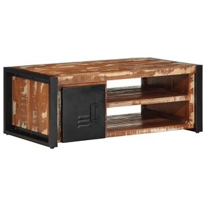 vidaXL Table basse multicolore 90x50x36 cm bois de récupération massif