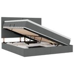 vidaXL Lit de rangement LED avec matelas Gris foncé 180 x 200 cm Tissu