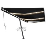 vidaXL Auvent automatique capteur de vent et LED 600x350 cm Anthracite