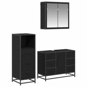 vidaXL Ensemble de mobilier de salle de bain 3 Pièces Chêne noir