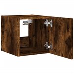 vidaXL Meuble TV mural avec lumières LED chêne fumé 30 5x35x30 cm