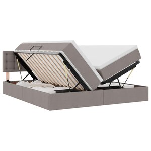vidaXL Lit de rangement LED avec matelas Taupe 200 x 200 cm Tissu