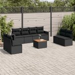vidaXL Salon de jardin 9 Pièces avec coussins noir résine tressée