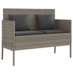 vidaXL Banc de jardin avec coussins gris résine tressée