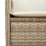 vidaXL Banc de jardin avec coussin 2 Pièces Beige Poly rotin