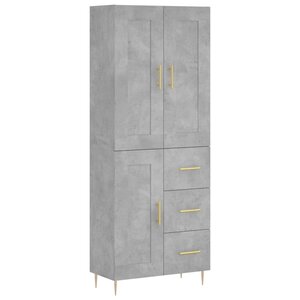 vidaXL Buffet haut Gris béton 69 5x34x180 cm Bois d'ingénierie