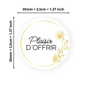 500 étiquettes Plaisir dOffir Rondes Autocollantes en rouleau - Ø 35 mm - Plaisir dOffrir - 1 rouleau de 500 Stickers pour fleuriste  entrepreneurs  smallbusiness.