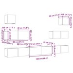 vidaXL Set de meubles TV 7 Pièces Chêne noir 100 x 30 x 30 cm