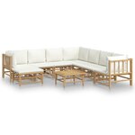 vidaXL Salon de jardin 9 Pièces avec coussins blanc crème bambou