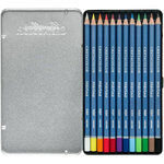 Set 12 crayons de couleur aquarellables - Boîte métal - Marino
