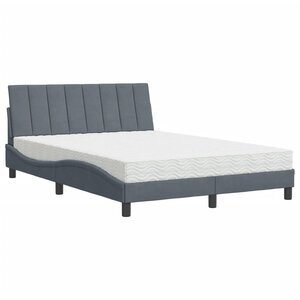 vidaXL Lit avec matelas Hanko gris foncé 120x200 cm velours