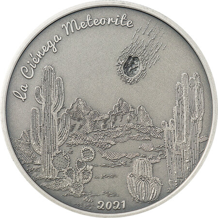 Pièce de monnaie en Argent 5 Dollars g 31.1 (1 oz) Millésime 2021 Meteorite Impacts LA CIÉNEGA