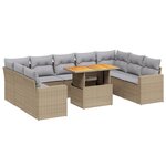 vidaXL Salon de jardin avec coussins 10 Pièces beige résine tressée