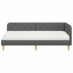 vidaXL Cadre de lit d'angle avec matelas Gris foncé 100 x 200 cm tissu