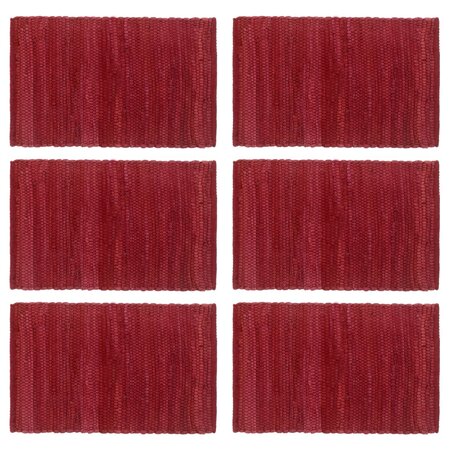 Vidaxl napperons 6 pièces chindi plain bordeaux 30 x 45 cm coton