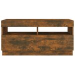 vidaXL Meuble TV avec lumières LED chêne fumé 80x35x40 cm