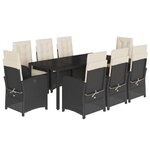 vidaXL Ensemble à manger de jardin 9Pièces coussins noir résine tressée