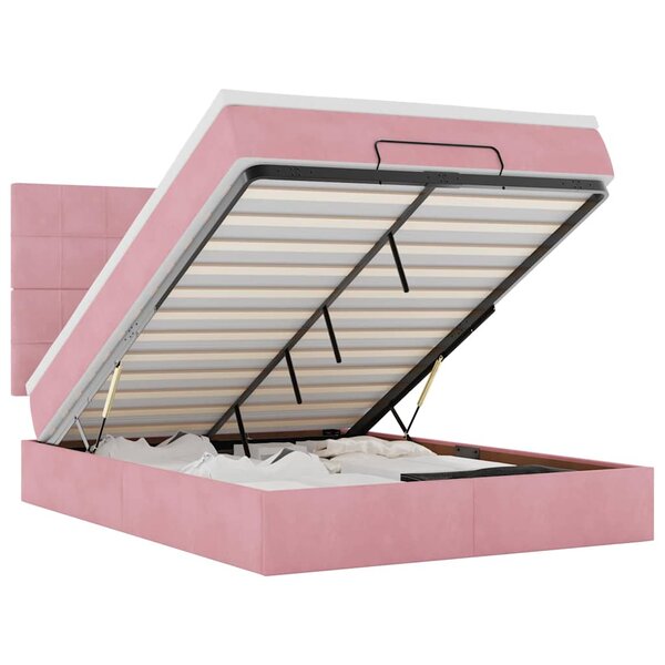 vidaXL Cadre de lit ottoman avec matelas rose 140x190 cm velours