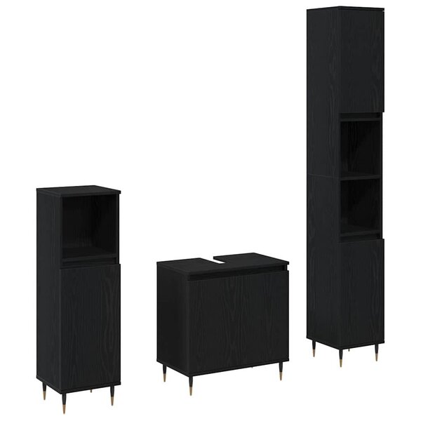 vidaXL Ensemble de mobilier de salle de bain 3 Pièces Chêne noir