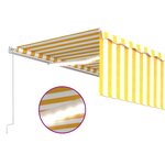 vidaXL Auvent rétractable manuel avec store LED 5x3 m Jaune et blanc