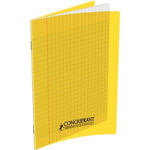 Cahier 140 pages seyès 90 g  couverture polypropylène jaune  format 21 x 29 7 cm CONQUERANT