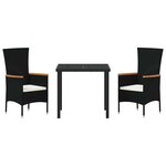 vidaXL Ensemble de salle à manger pour jardin 3 Pièces Noir Poly rotin