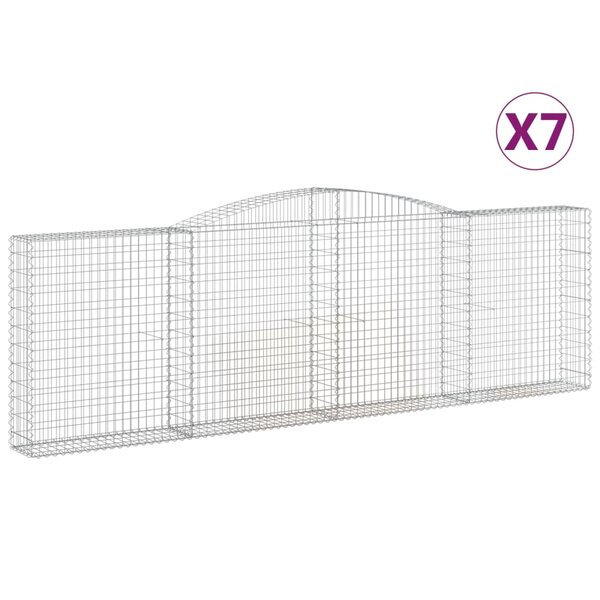 vidaXL Paniers à gabions arqués 7 Pièces 400x30x120/140 cm Fer galvanisé